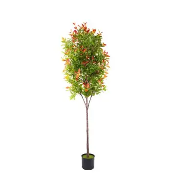Artificial Plants H185cm Bionic Photinia Leaf Decorative Pot with 2120 leaves
