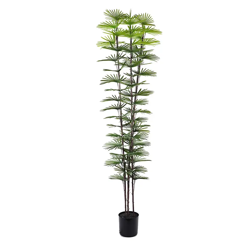 Highly Realistic Plastic Fan Palm 210cm 3 Branches 59 Leaves Low Maintenance Decor