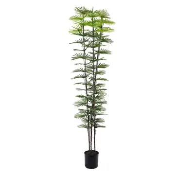 Highly Realistic Plastic Fan Palm 210cm 3 Branches 59 Leaves Low Maintenance Decor