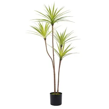 Factory direct sales H120cm Detachable Artificial Dracaena Plant White - Green 4 Stems 90 Leaves Potted Plastic Greenery Ideal Decor for Indoor and Outdoor
