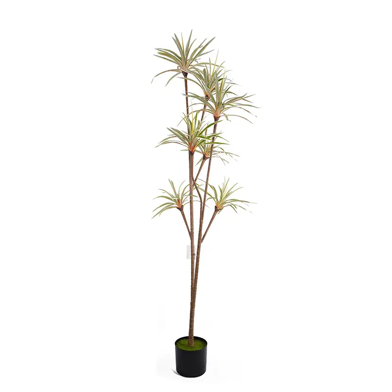 Artificial Plants tree planting pot H185cm Potted Dracaena marginata silk 7 heads and 162 leaves detachable white and green natural ecology