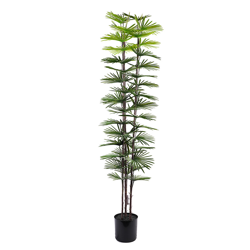 Commercial-Grade Artificial Fan Palm – 180cm Lifelike 3-Stem Design, 49 Leaves, Perfect for Lobby/Garden Decor