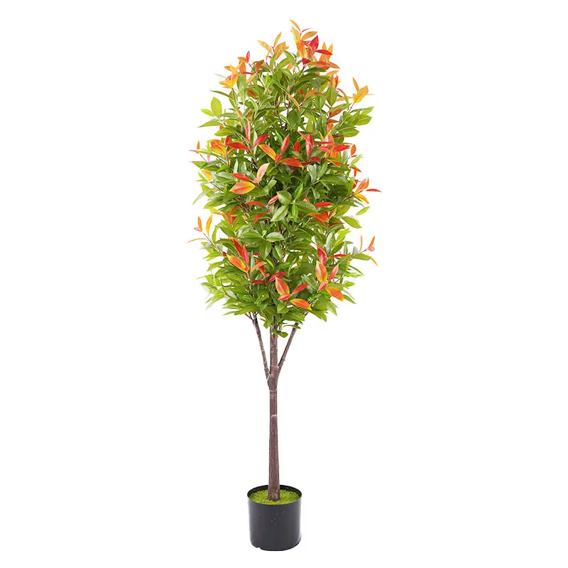 Artificial Plants H150cm Bionic Photinia Leaf Decorative Pot with 1520 leaves  For Home Decoration