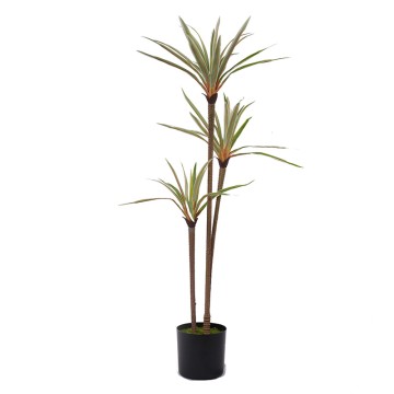 Artificial Plants tree planting pot H90cm Potted Dracaena marginata silk 3 heads and 45 leaves white and green home decorations
