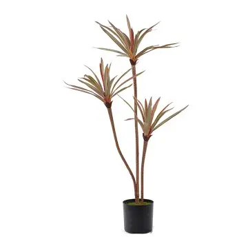 Artificial Plants tree planting pot H90cm Potted Dracaena marginata silk 3 heads and 45 leaves red and green home decorations
