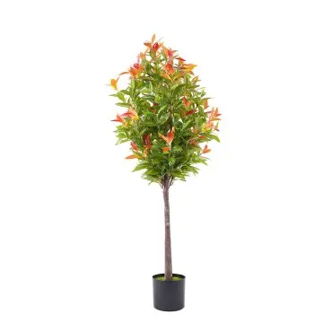 Bionic Plant Pot H120cm Photinia Leaf Potted Plant with 872 Leaves For Home Decoration