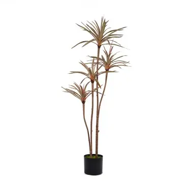 Artificial Plants tree planting pot H120cm Potted Dracaena marginata silk 4 heads and 90 leaves detachable red and green natural ecology