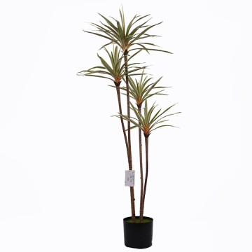 Premium H120cm Fake Potted Dracaena marginata  4 Stems and 90 Leaves Detachable White and Green Home Garden Office Wedding Decor
