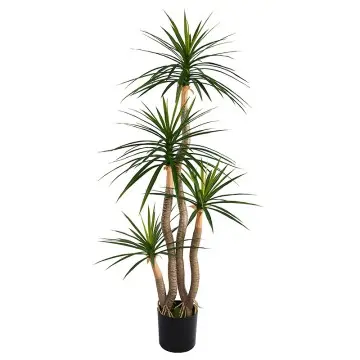 Decorative plants H155cm Green Plastic Dracaena with Two Stems, Four Heads and 156 Leaves Potted Plant Suitable for Indoor and Outdoor Use