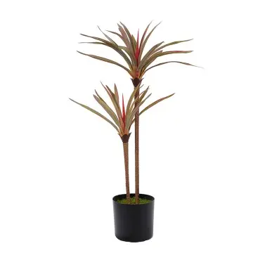 Artificial Plants tree planting pot H60cm Potted Dracaena marginata silk 2 heads and 30 leaves red and green home decorations