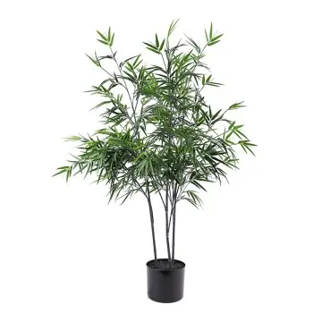 Living Room Decor Fireproof Plastic Bamboo Tree H120cm 3 Stems 279 Leaves Potted  Easy to maintain Bionic Plants