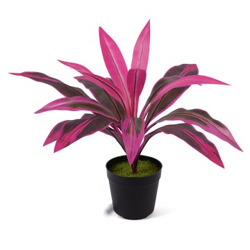 Artificial green plants H50cm Cordyline fruticosa leaves in pot Purple-green Hyper - Realistic