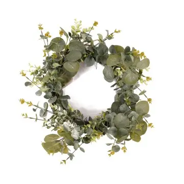 Hot Sale Dia.40cm Rattan Grass Ring Eucalyptus Wreath Real Rattan Christmas Garden Decoration Artificial Flowers for Gardens