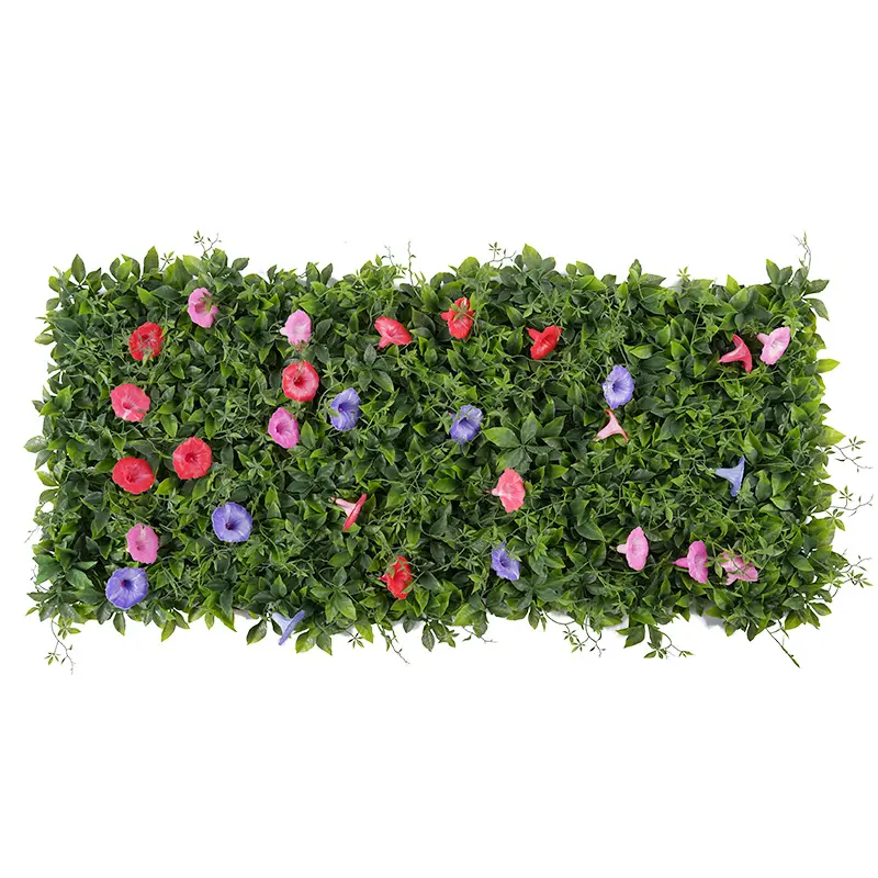 Green wall H120cm Retractable Morning Glory Hedge with 655 Leaves and 30 Flowers Creative-shaped Bionic Plants